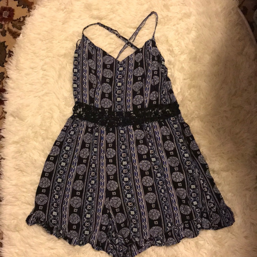 Blue patterned romper